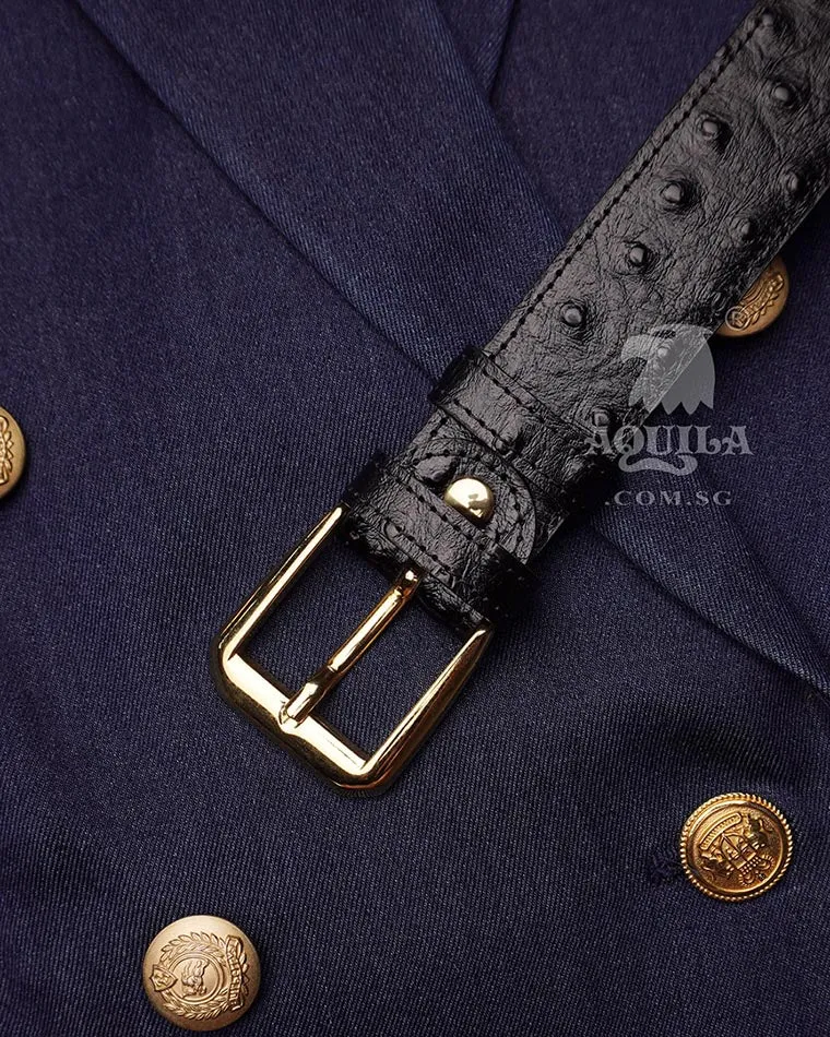 Aquila 30mm ostrich skin belt black w buckle 30221