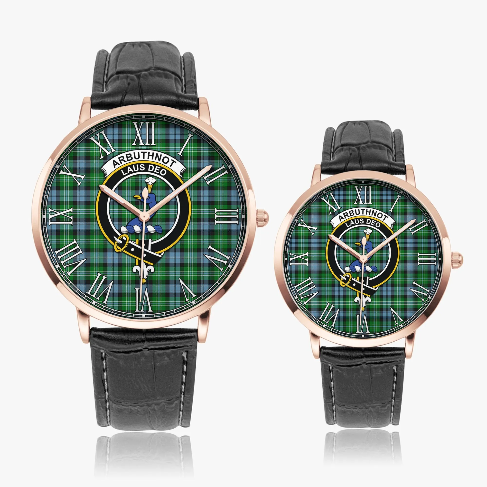 Arbuthnot Ancient Tartan Family Crest Leather Strap Quartz Watch