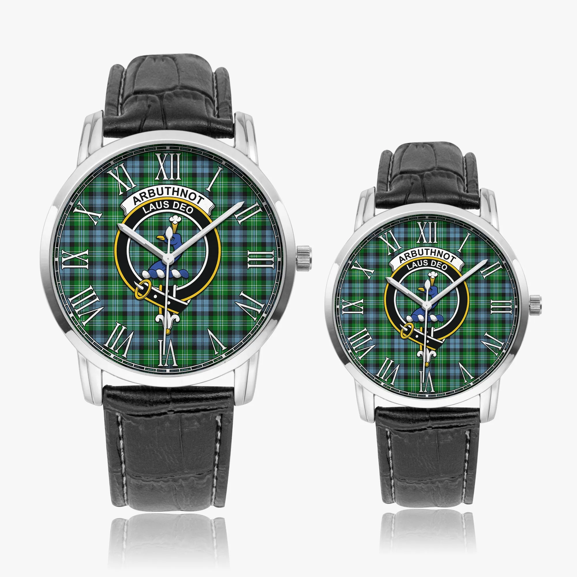 Arbuthnot Ancient Tartan Family Crest Leather Strap Quartz Watch
