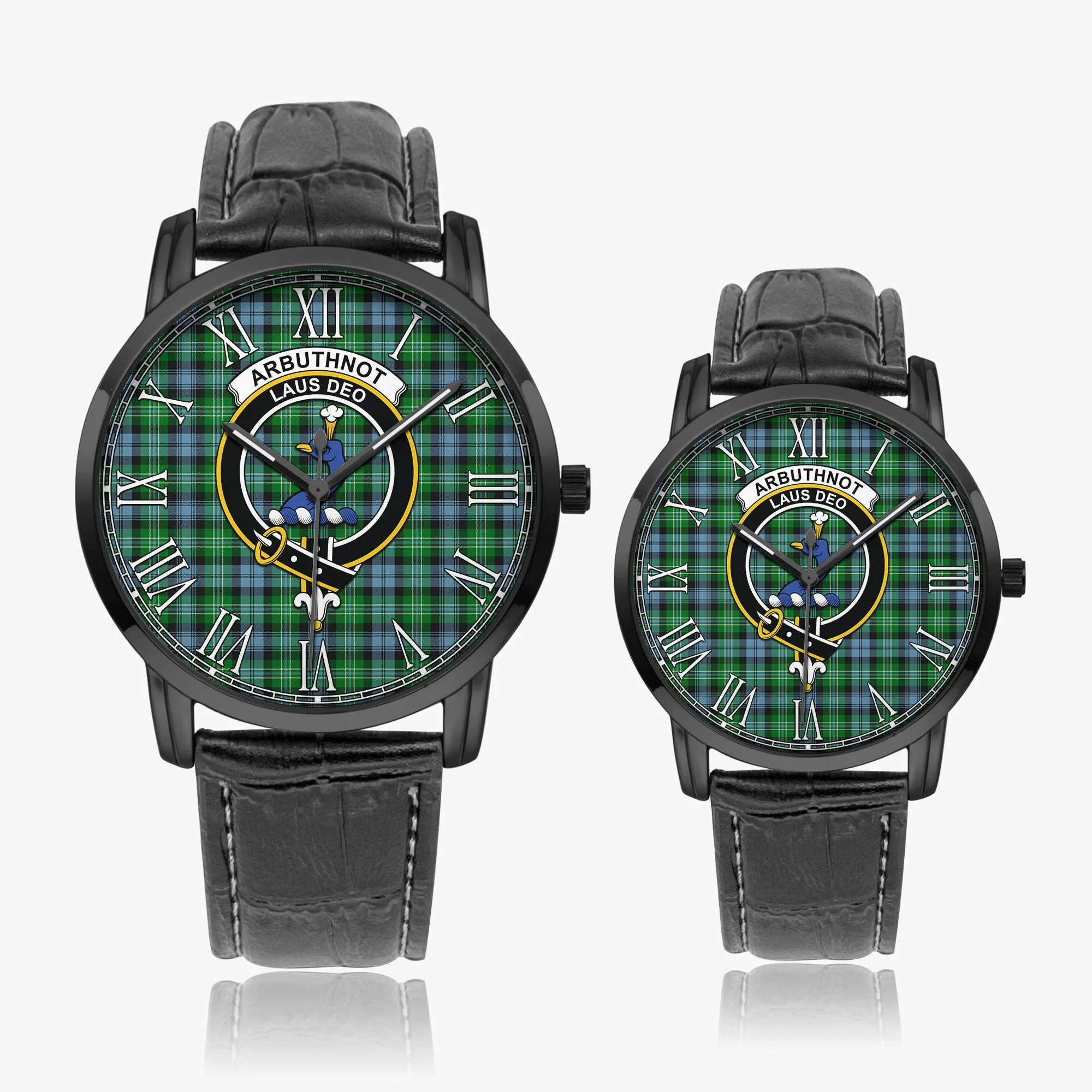 Arbuthnot Ancient Tartan Family Crest Leather Strap Quartz Watch