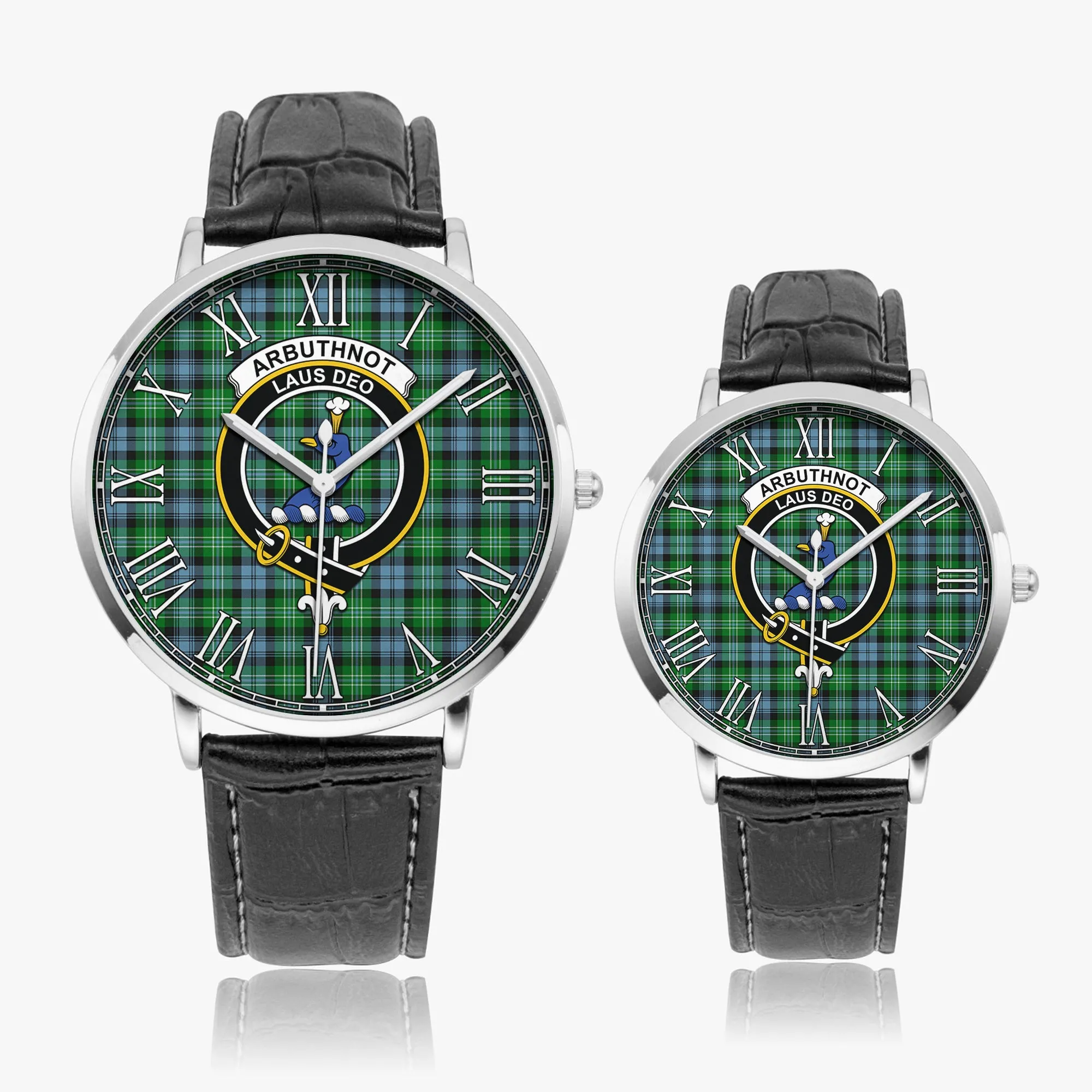 Arbuthnot Ancient Tartan Family Crest Leather Strap Quartz Watch
