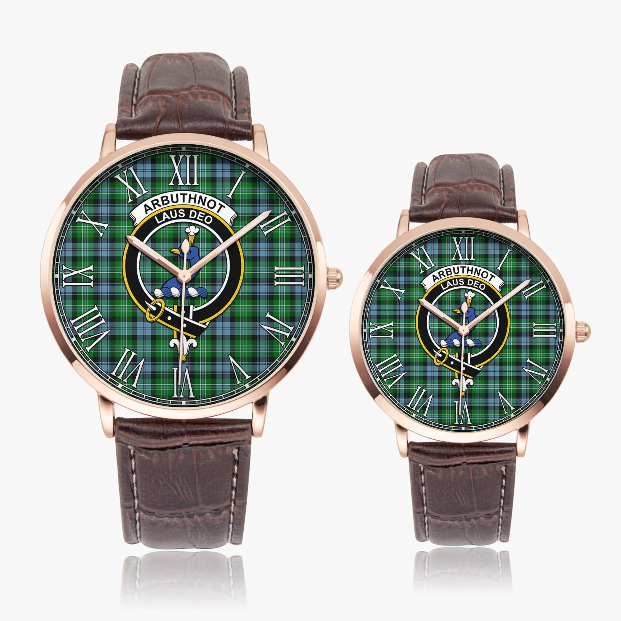 Arbuthnot Ancient Tartan Family Crest Leather Strap Quartz Watch