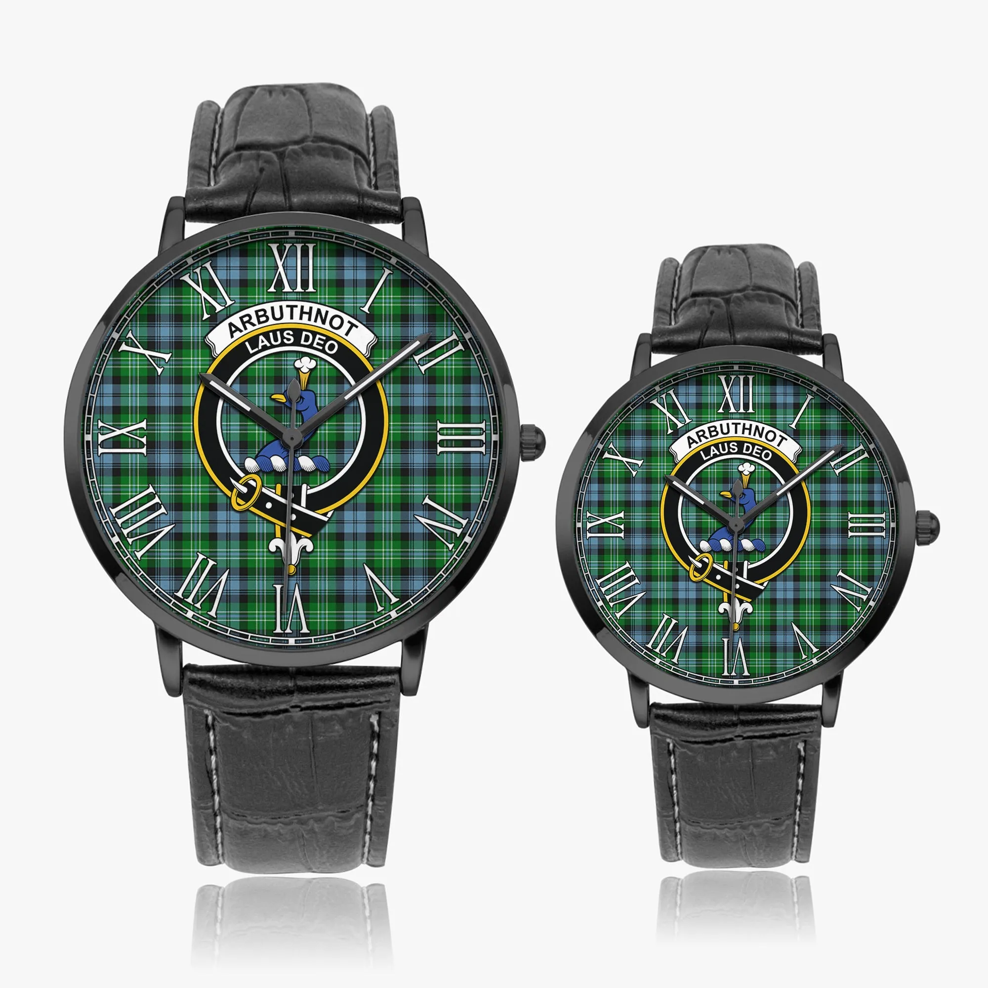 Arbuthnot Ancient Tartan Family Crest Leather Strap Quartz Watch