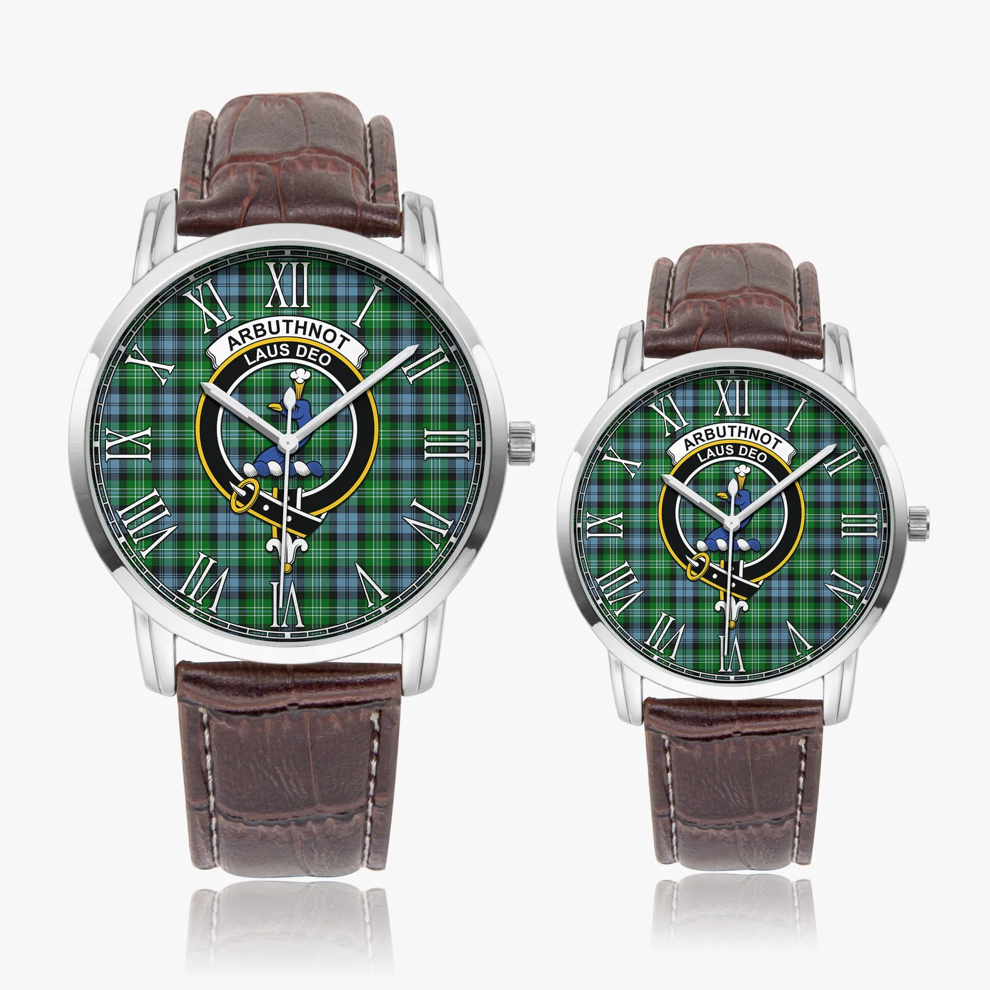 Arbuthnot Ancient Tartan Family Crest Leather Strap Quartz Watch