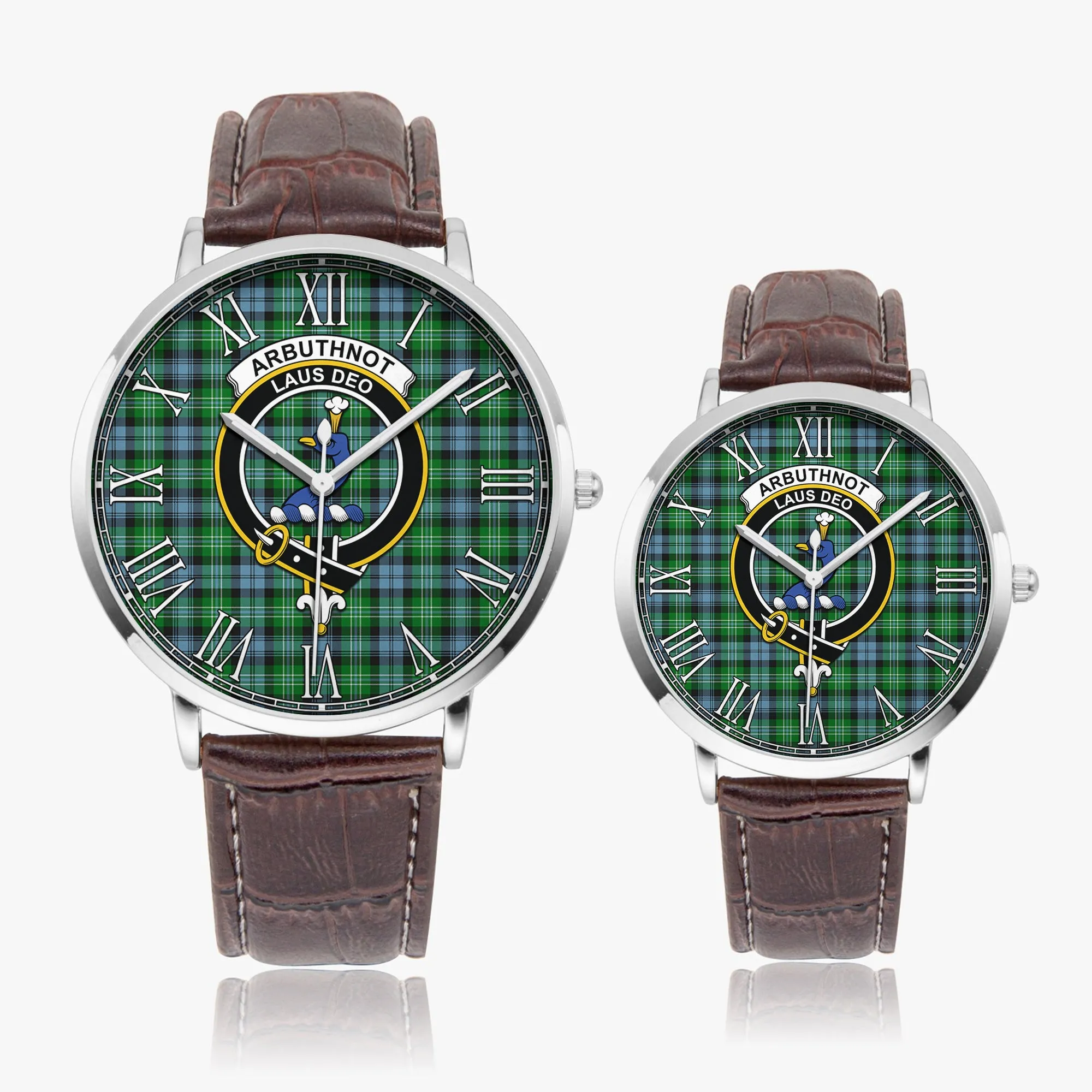 Arbuthnot Ancient Tartan Family Crest Leather Strap Quartz Watch