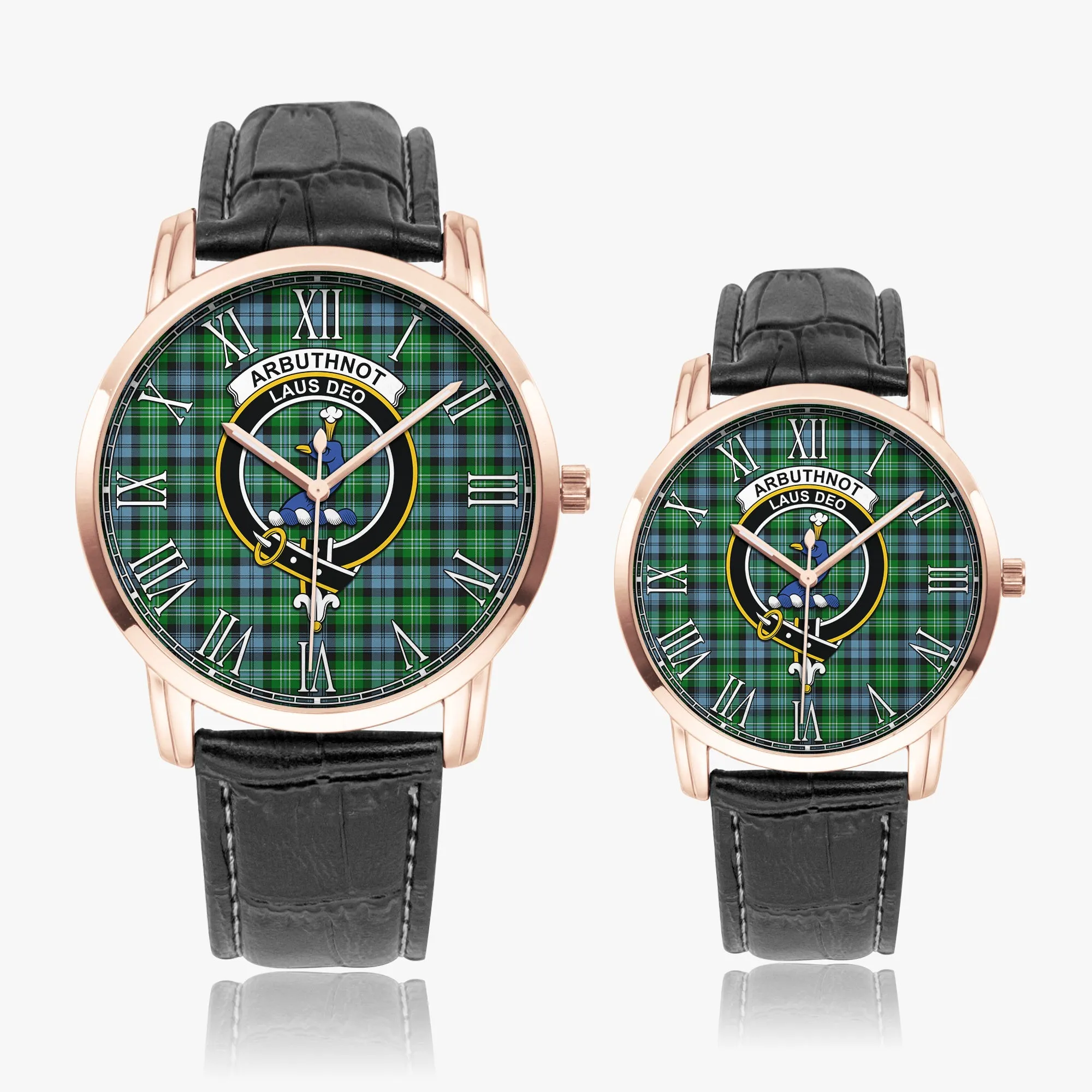 Arbuthnot Ancient Tartan Family Crest Leather Strap Quartz Watch