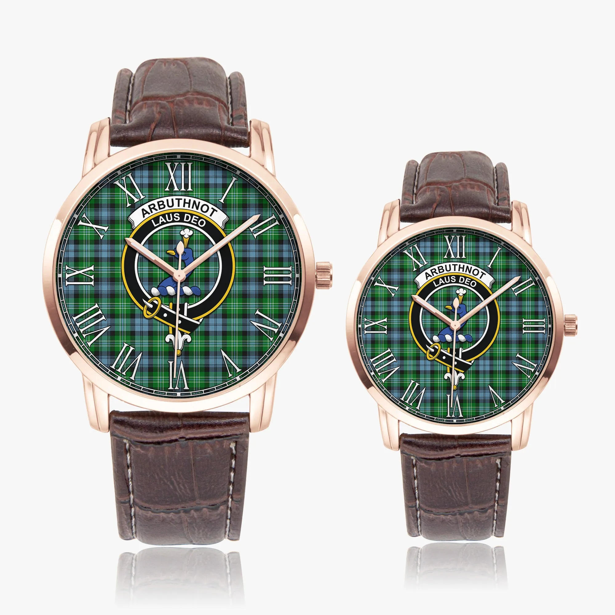 Arbuthnot Ancient Tartan Family Crest Leather Strap Quartz Watch