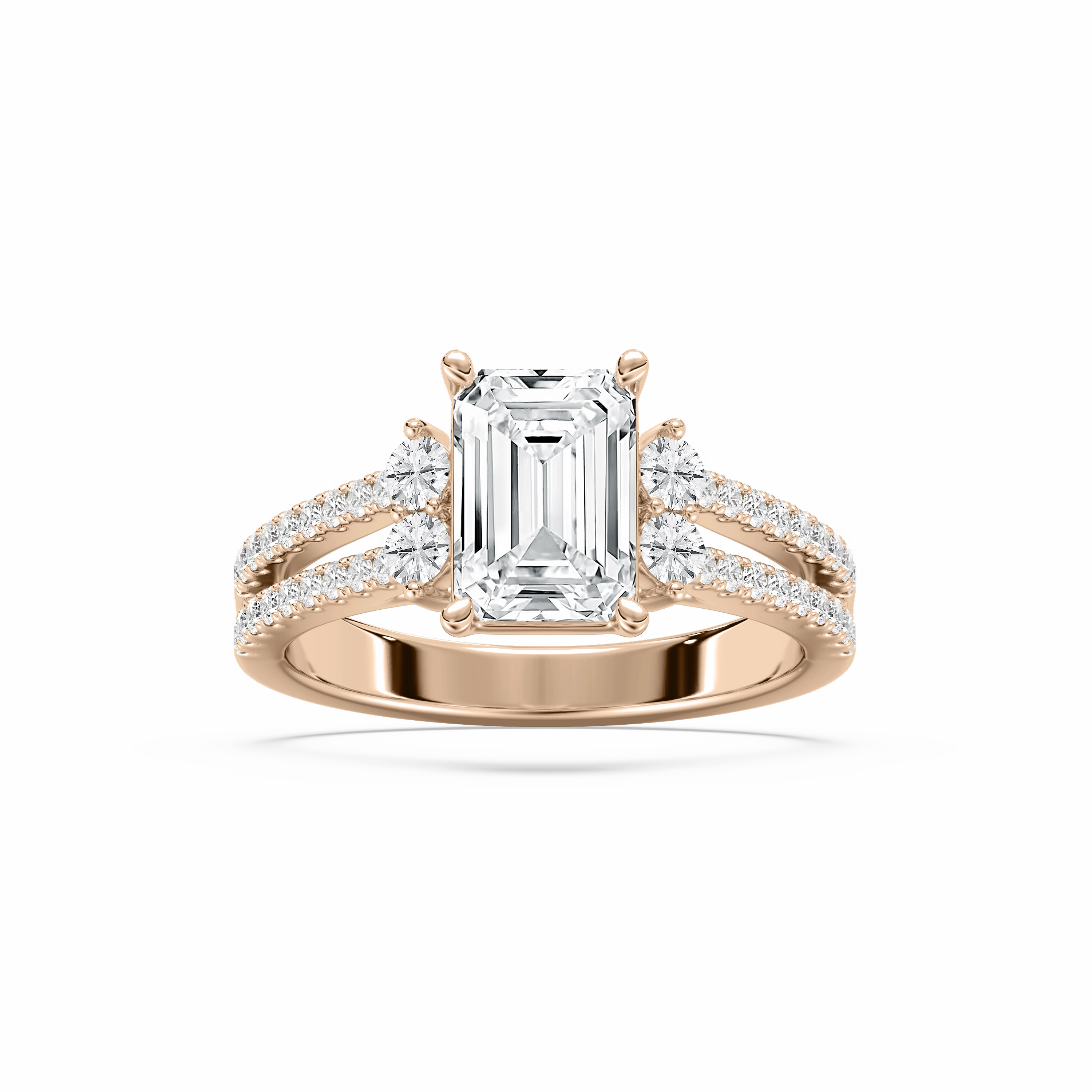 Meaningful Craft Arden 2 1?? ctw Emerald Lab Grown Diamond Double Row Split Shank Side Stone Engagement Ring