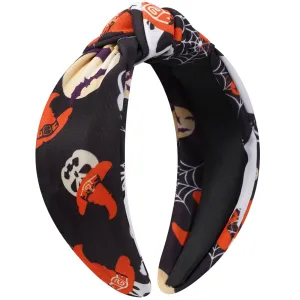 Ardorchid Halloween Headbands for Women Spooky Spider Web Witch Hat Bat Ghost Headbands Moon Knotted Headband Embellished Wide Halloween Hair Accessories Outfits Party Gifts