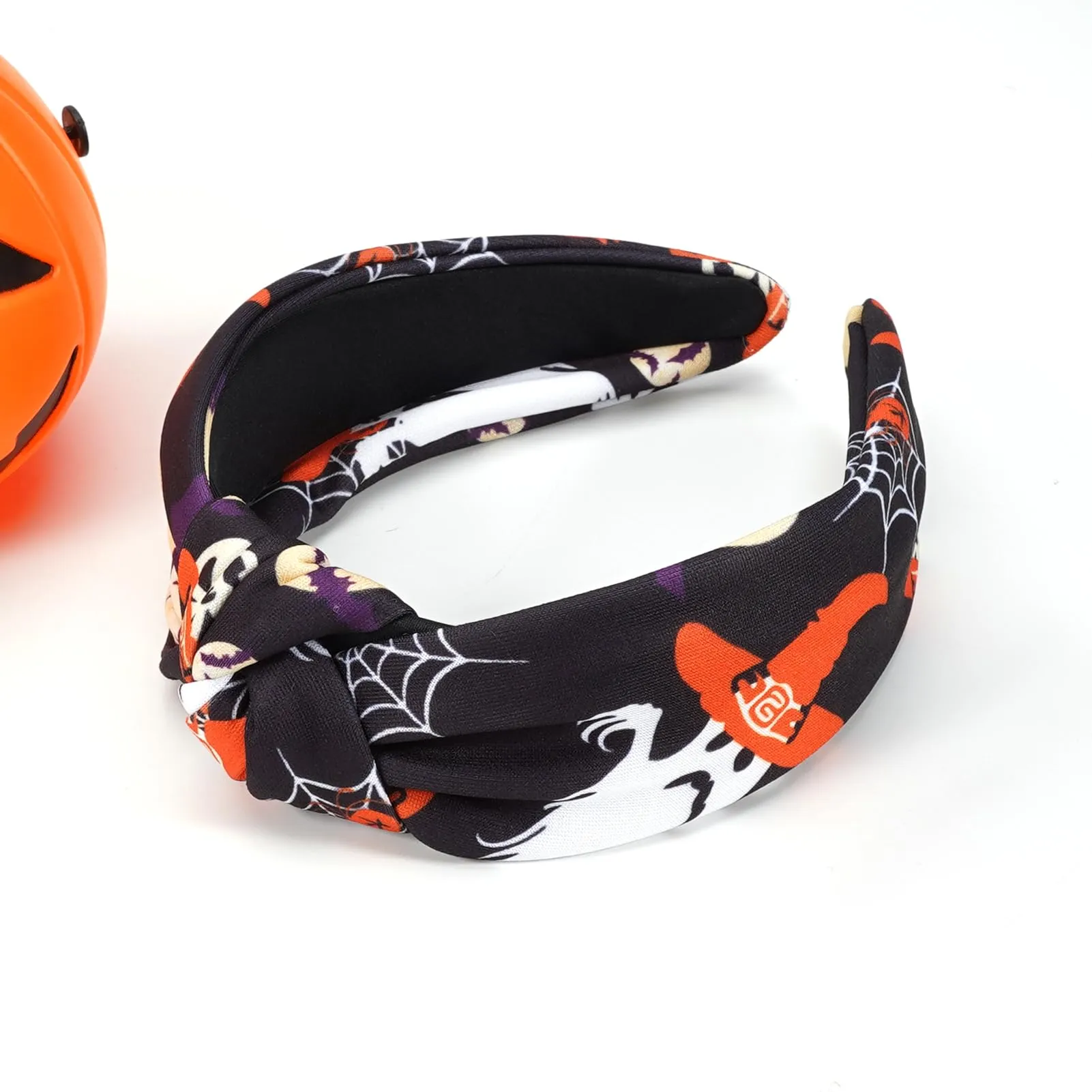 Ardorchid Halloween Headbands for Women Spooky Spider Web Witch Hat Bat Ghost Headbands Moon Knotted Headband Embellished Wide Halloween Hair Accessories Outfits Party Gifts