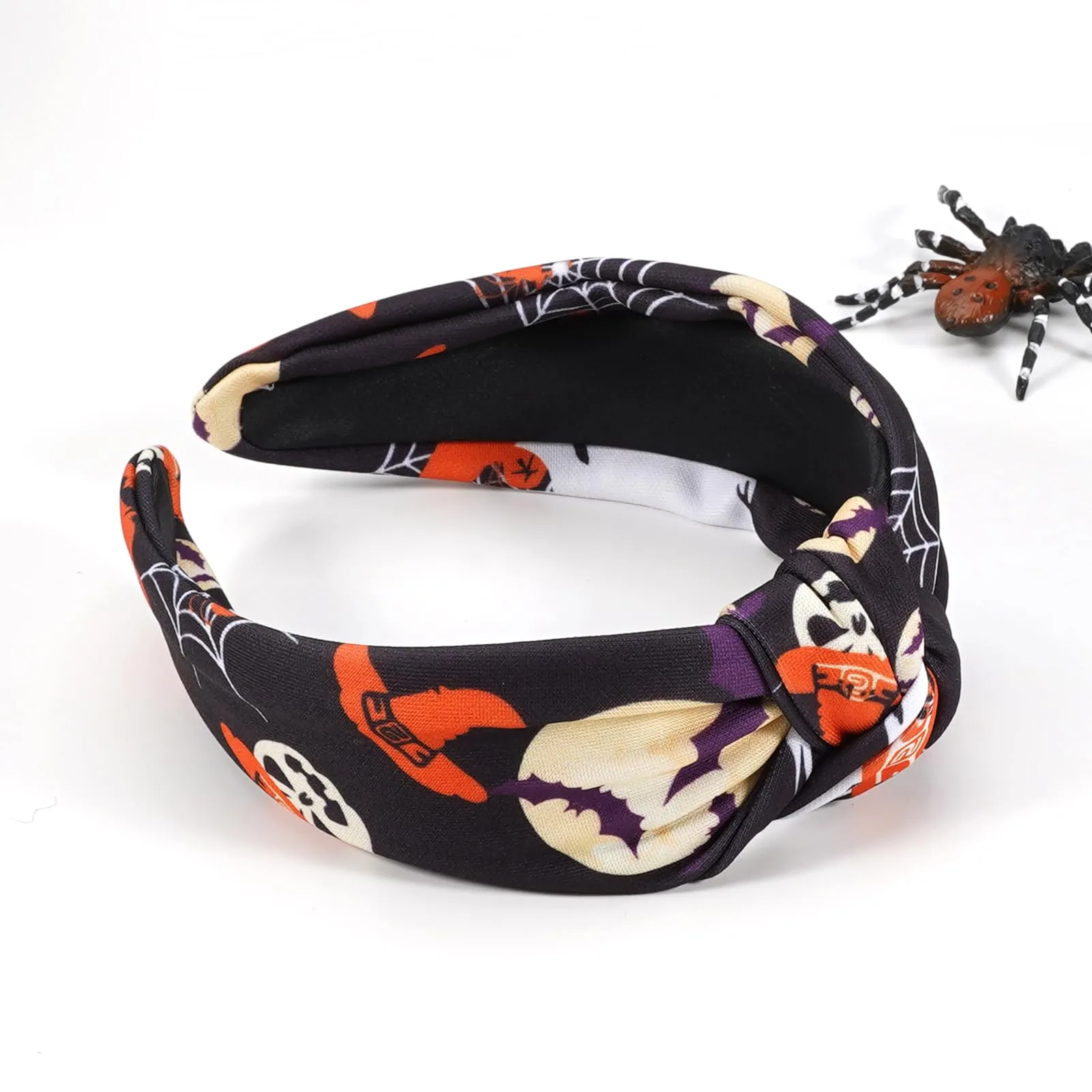Ardorchid Halloween Headbands for Women Spooky Spider Web Witch Hat Bat Ghost Headbands Moon Knotted Headband Embellished Wide Halloween Hair Accessories Outfits Party Gifts