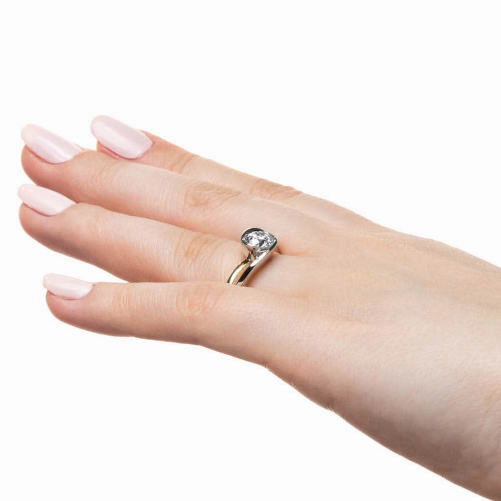 Versatile Jewelry Gentle Detail Aria Round Lab Grown Diamond Tension-Inspired Bezel Solitaire Engagement Ring