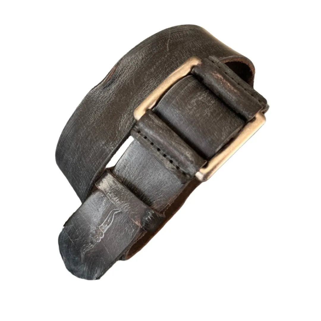 ARICHI Handmade Polished Black Leather Belt – Premium Genuine Leather for Men and Women, Classic Durable Design