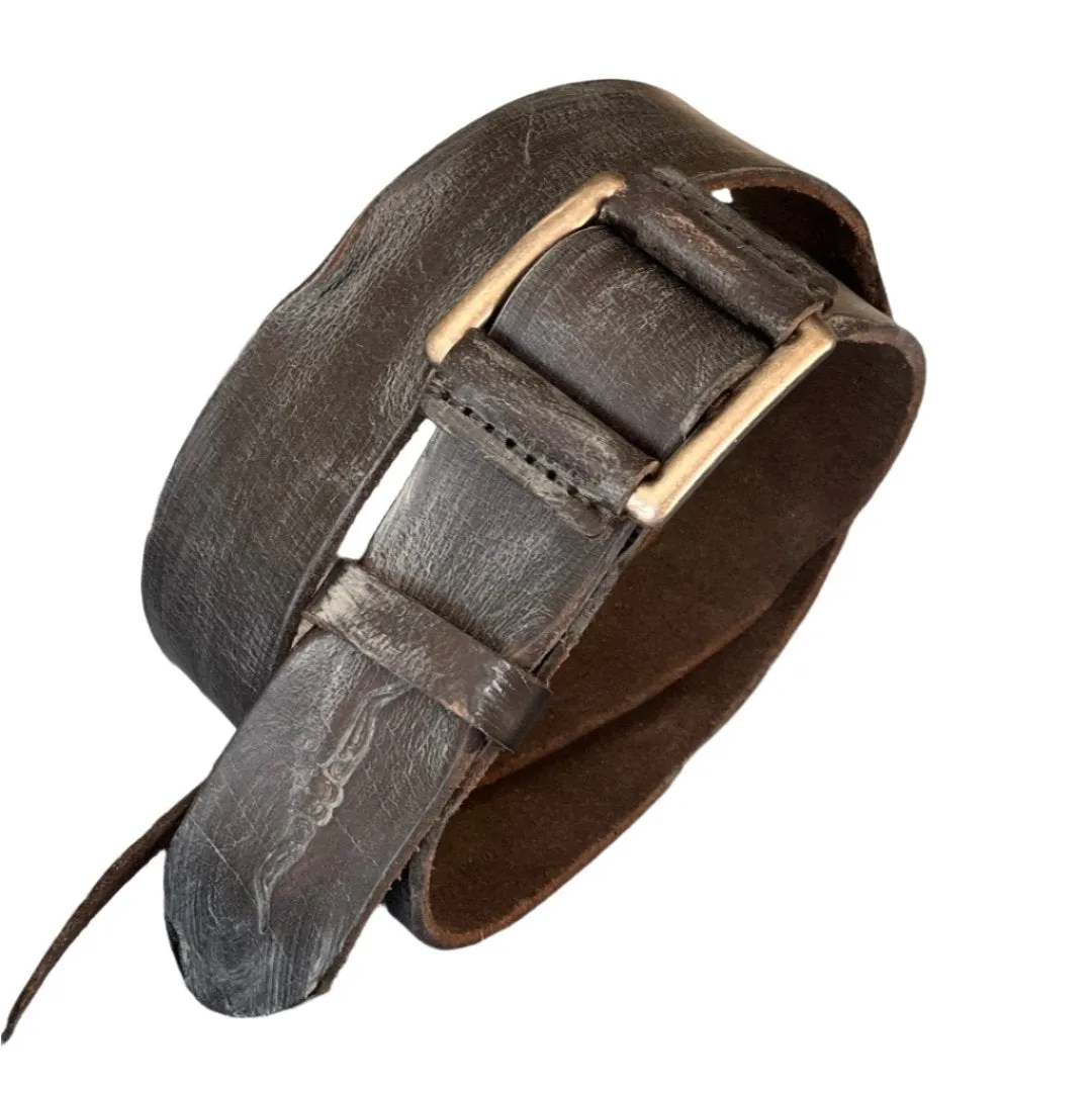 ARICHI Handmade Polished Black Leather Belt – Premium Genuine Leather for Men and Women, Classic Durable Design