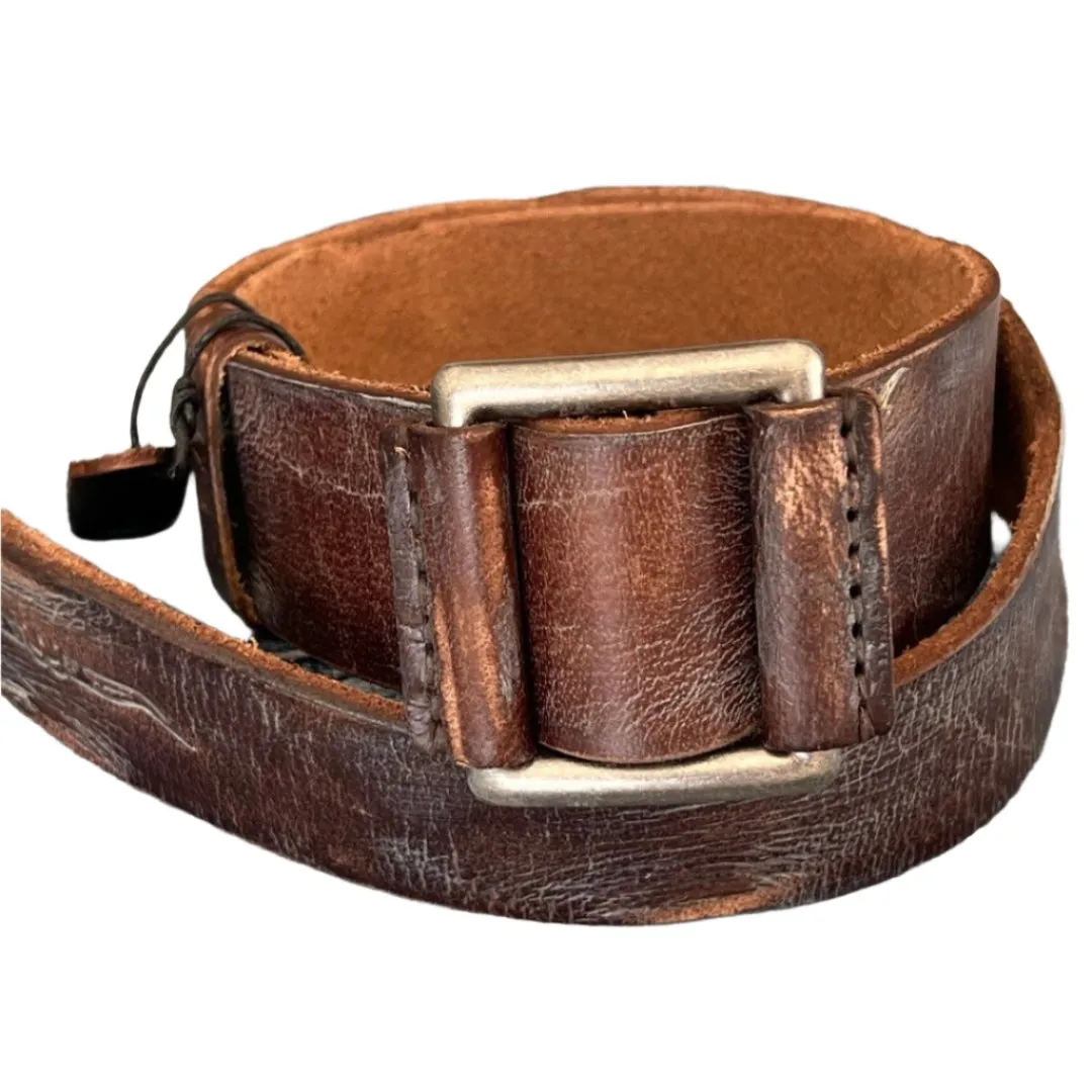 ARICHI Polished Brown Leather Belt – Handmade Genuine Leather Accessory for Men and Women, Classic Durable Design