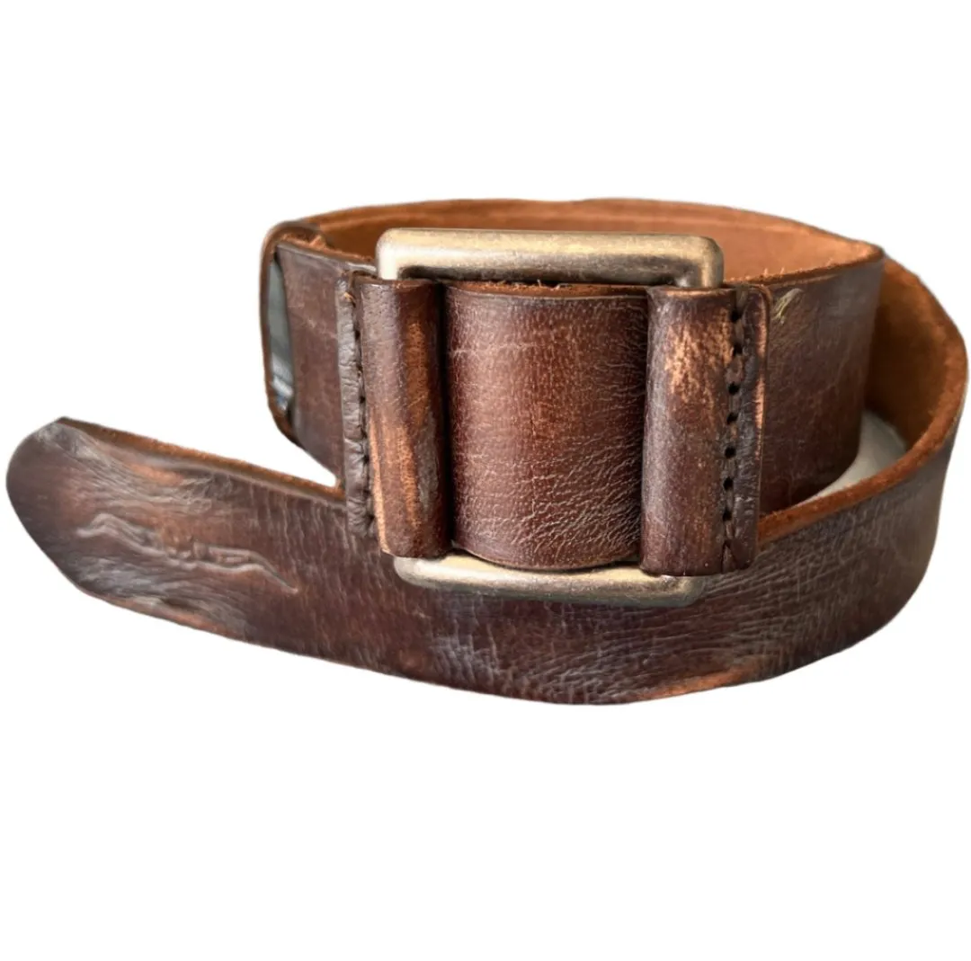 ARICHI Polished Brown Leather Belt – Handmade Genuine Leather Accessory for Men and Women, Classic Durable Design