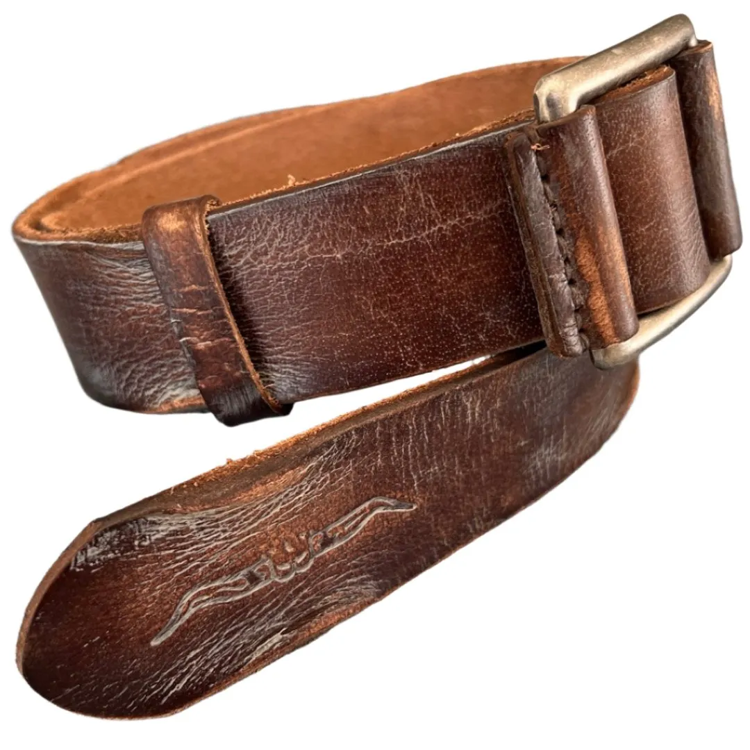 ARICHI Polished Brown Leather Belt – Handmade Genuine Leather Accessory for Men and Women, Classic Durable Design