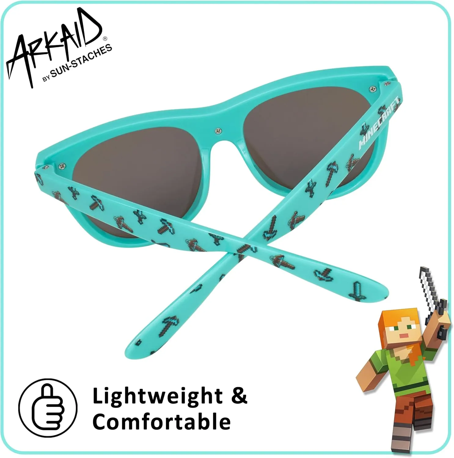 ARKAID Official Minecraft Boys Sunglasses | UV400 | One Size Fits Most Kids