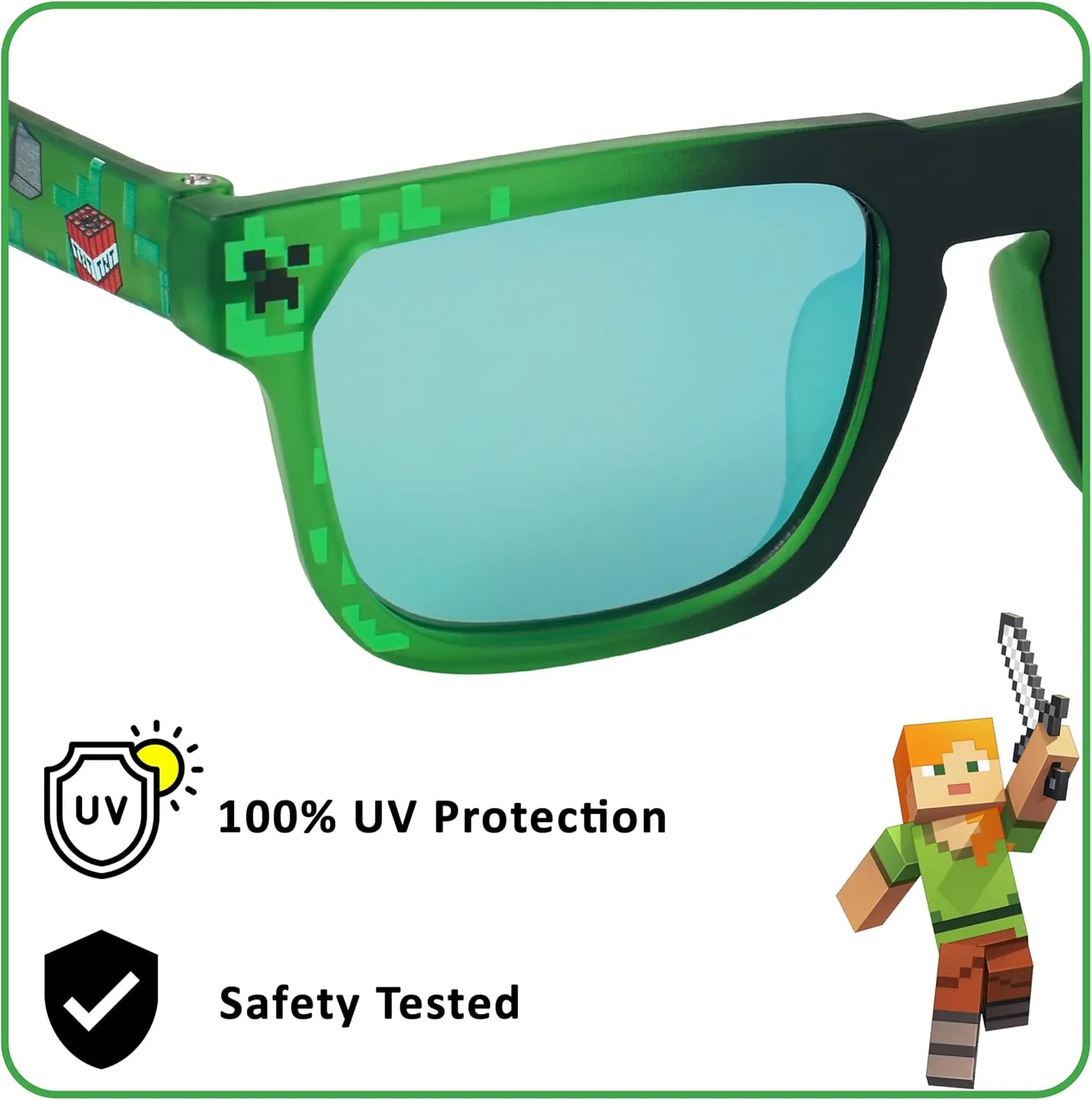 ARKAID Official Minecraft Boys Sunglasses | UV400 | One Size Fits Most Kids