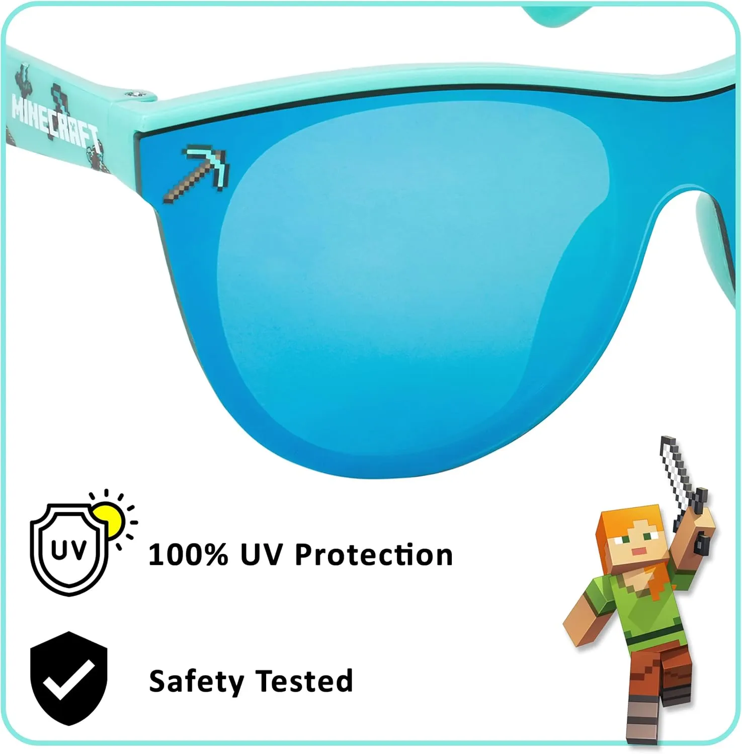 ARKAID Official Minecraft Boys Sunglasses | UV400 | One Size Fits Most Kids