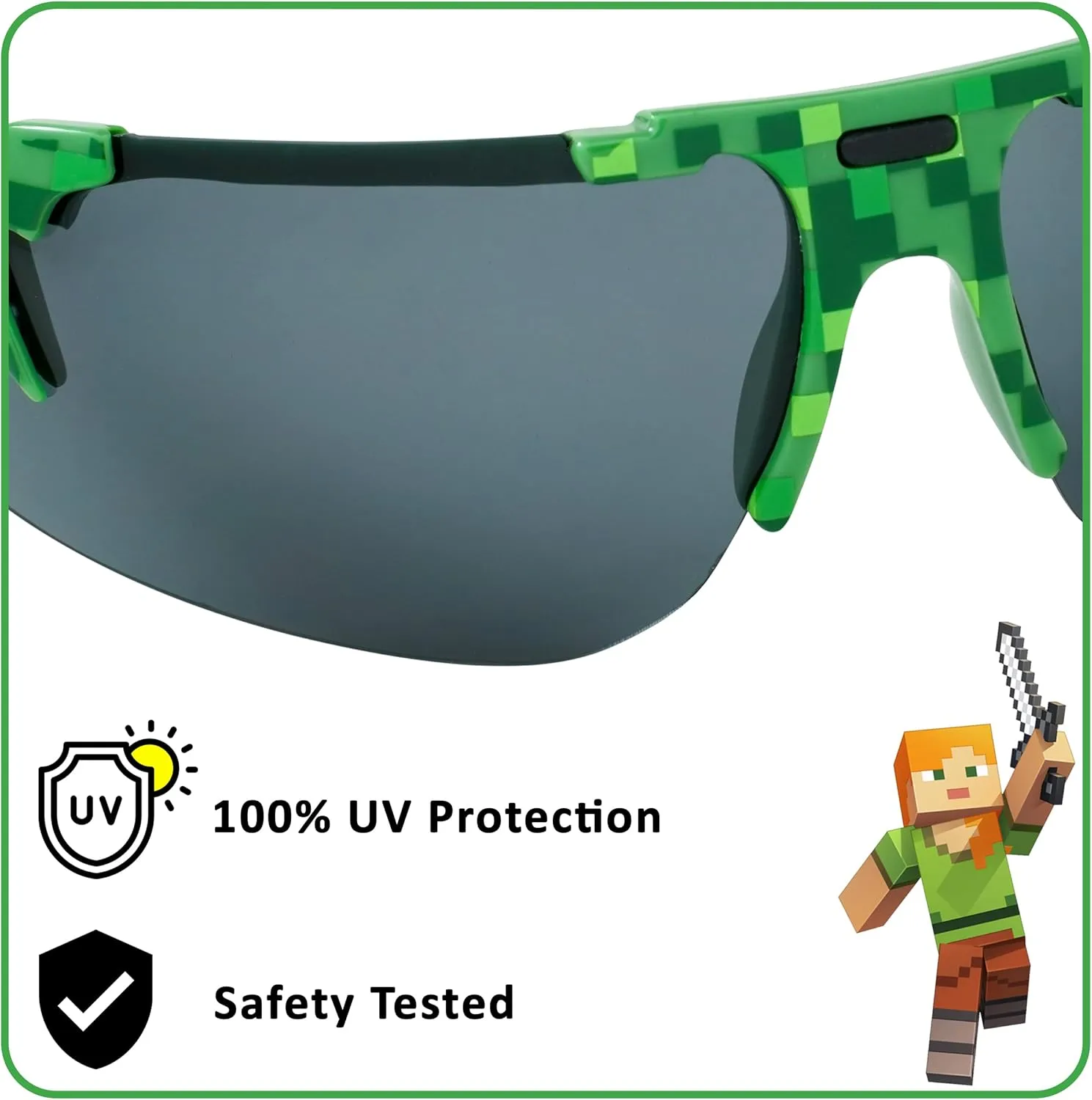 ARKAID Official Minecraft Boys Sunglasses | UV400 | One Size Fits Most Kids