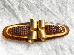 Art Deco Modernist Bakelite Brooch Brass Accents