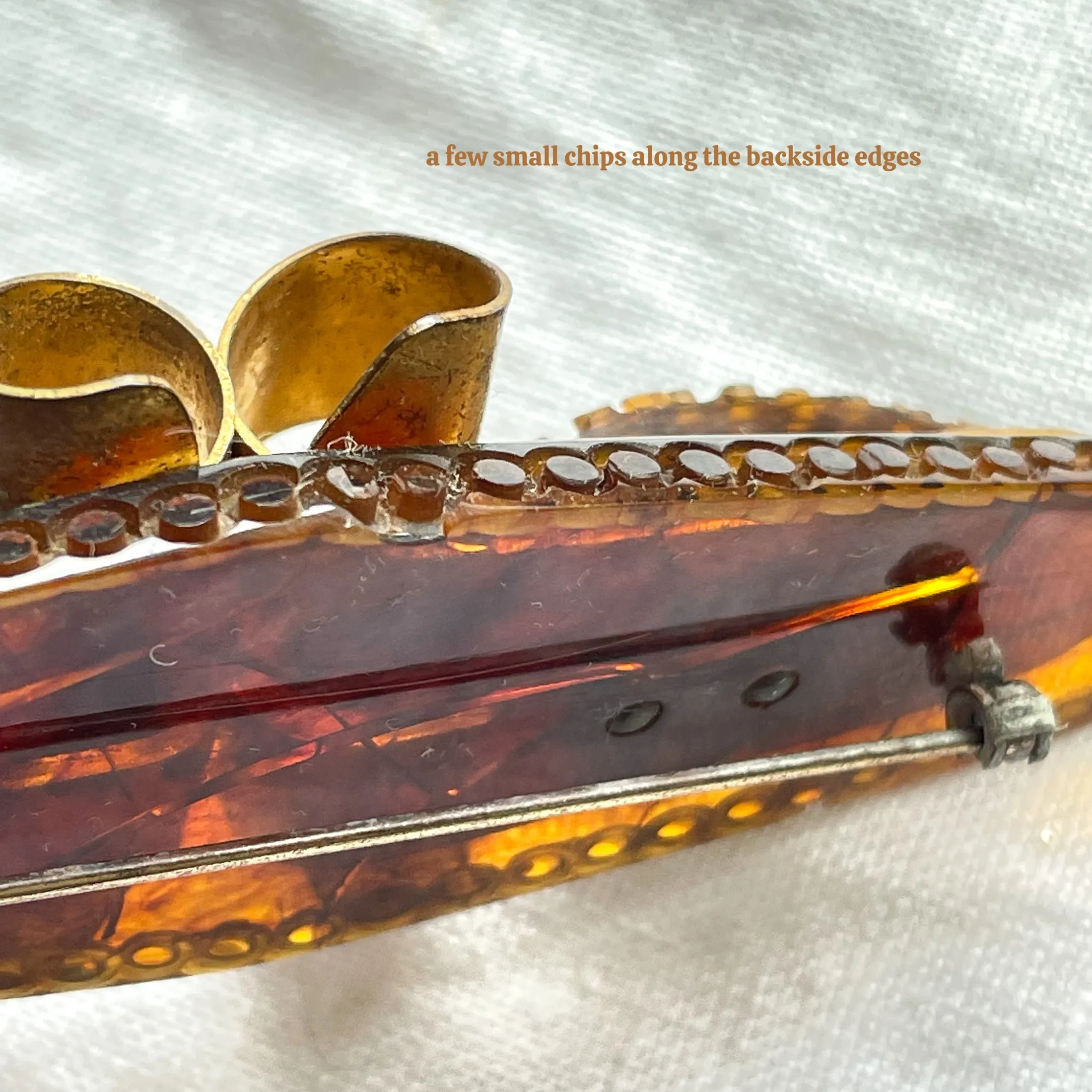 Art Deco Modernist Bakelite Brooch Brass Accents