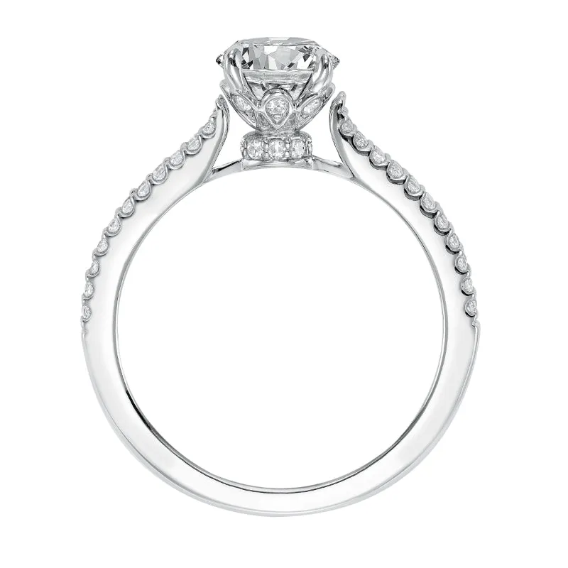 Artcarved Bridal Semi-Mounted with Side Stones Classic Engagement Ring Kira 14K White Gold