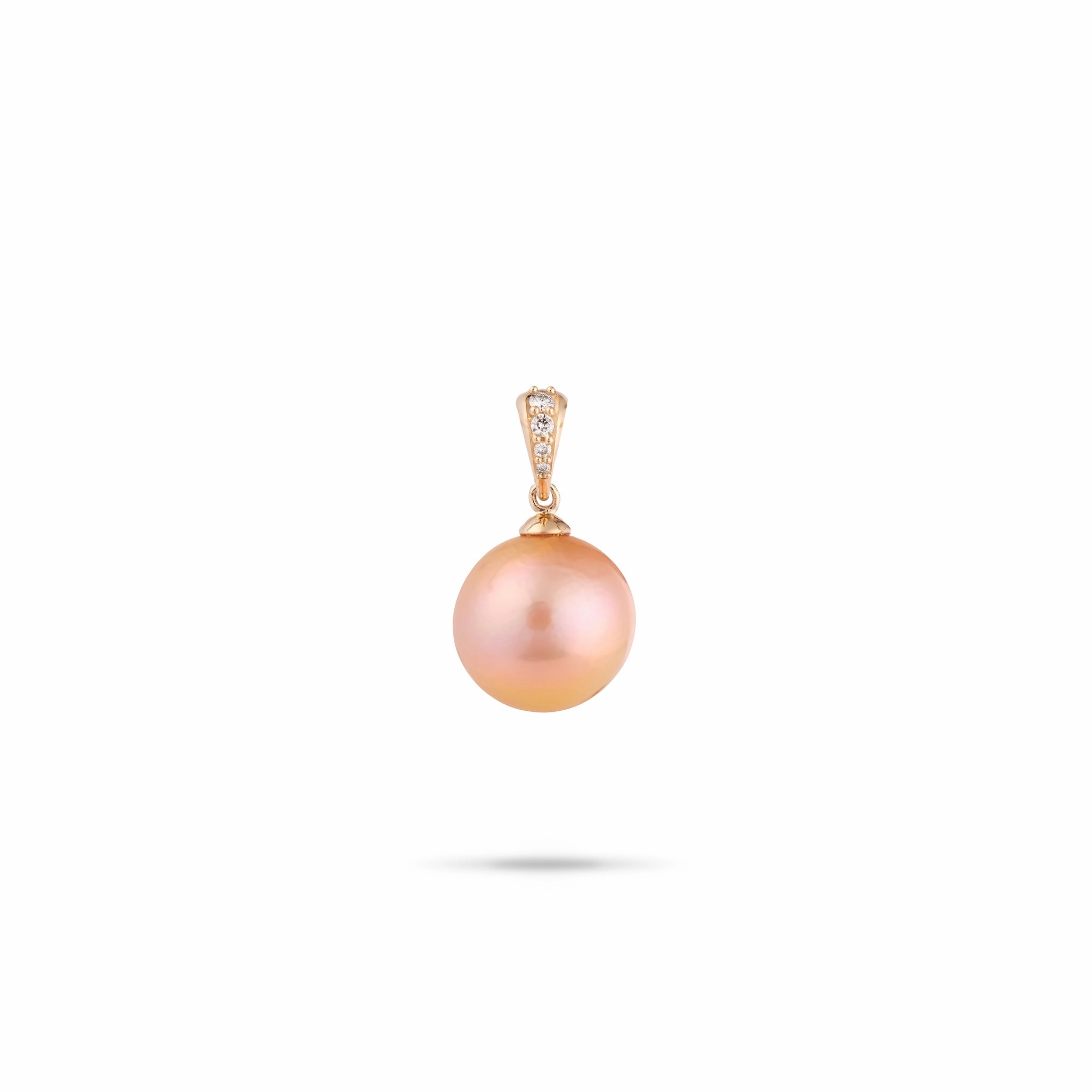 Freshwater Pearl Pendant in Gold with Diamonds - 14-15mm Luxury Casual