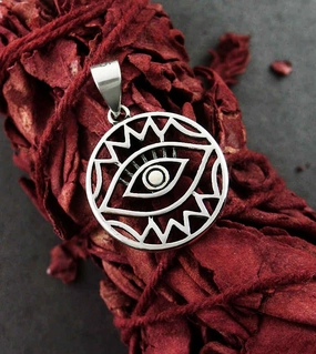 Round Evil Eye With Zig Zags Protective Pendant Spring Style Party Present