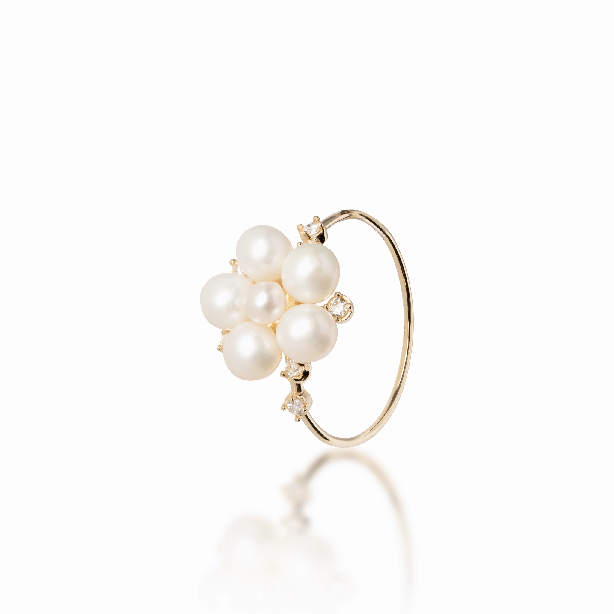 Tiny Bubbles Freshwater White Pearl Ring in Gold with Diamonds Seasonal accessory