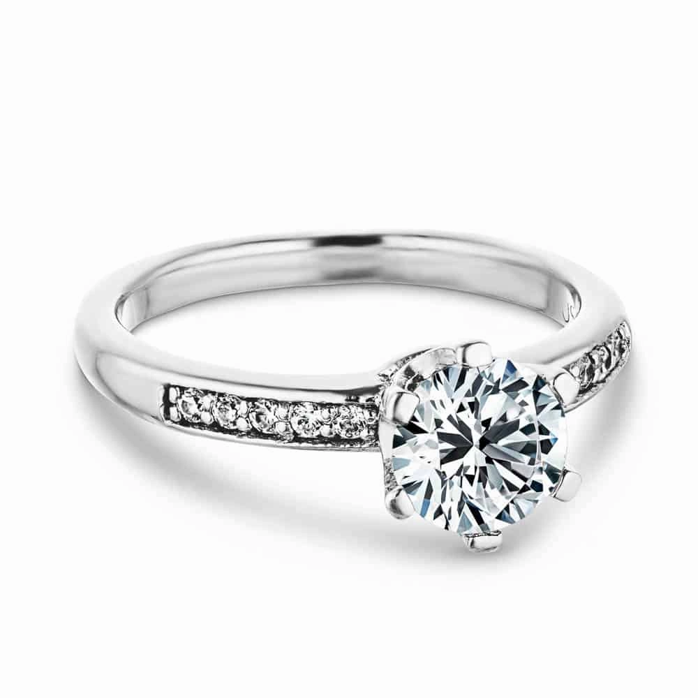 Carmen Round Lab Grown Diamond ChannelSide Stone Engagement Ring Luxury Embellishment