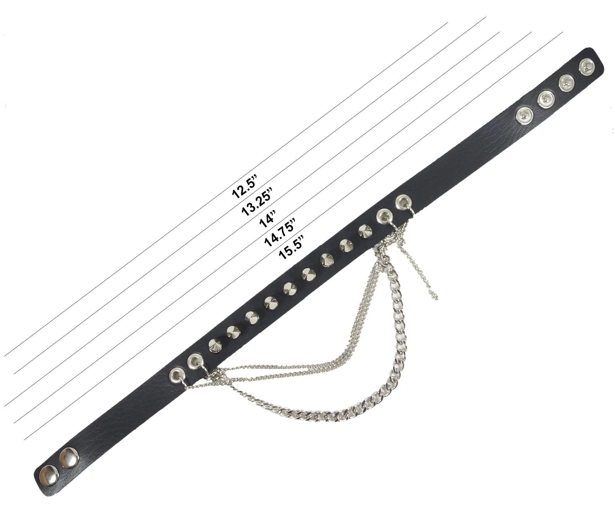AsherKeep - Premium Black Vegan Leather Choker and Collar Necklace - Adjustable - Charms Spike