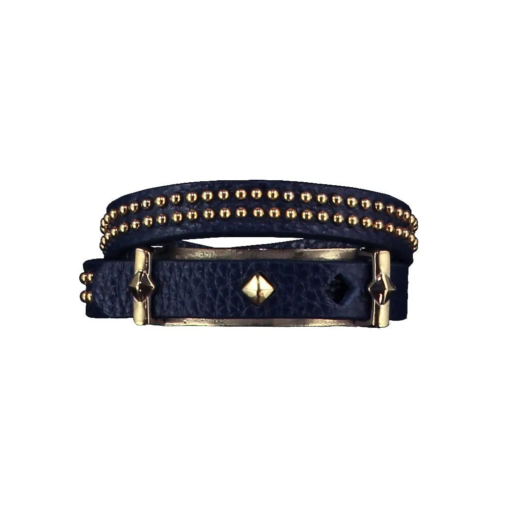 Ashlea Navy Blue Leather Bracelet