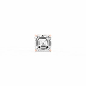Night Accent Asscher Lab Grown Diamond 4-Prong Basket Single Stud Earring