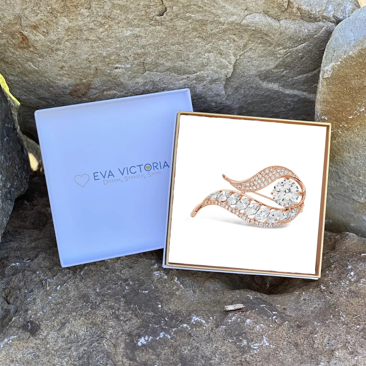 Atlantic Twist Diamante Rose Gold Brooch