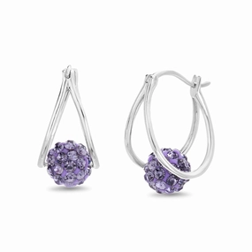 ?Lesa Michele Crystal Ball Hoop Earrings Made with Crystals in Sterling Silver Delicate Vibe