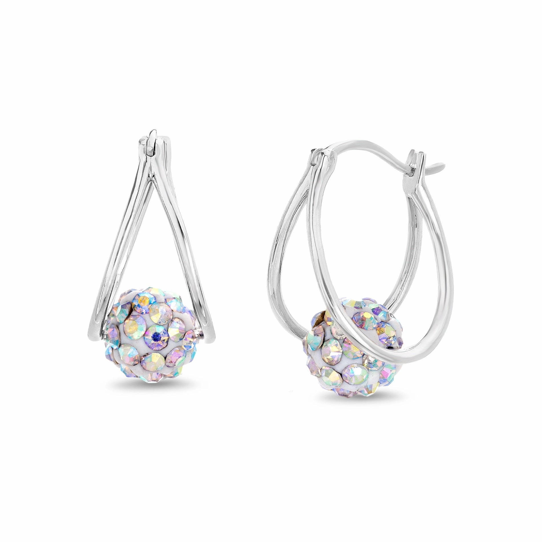 ?Lesa Michele Crystal Ball Hoop Earrings Made with Crystals in Sterling Silver Durable feature