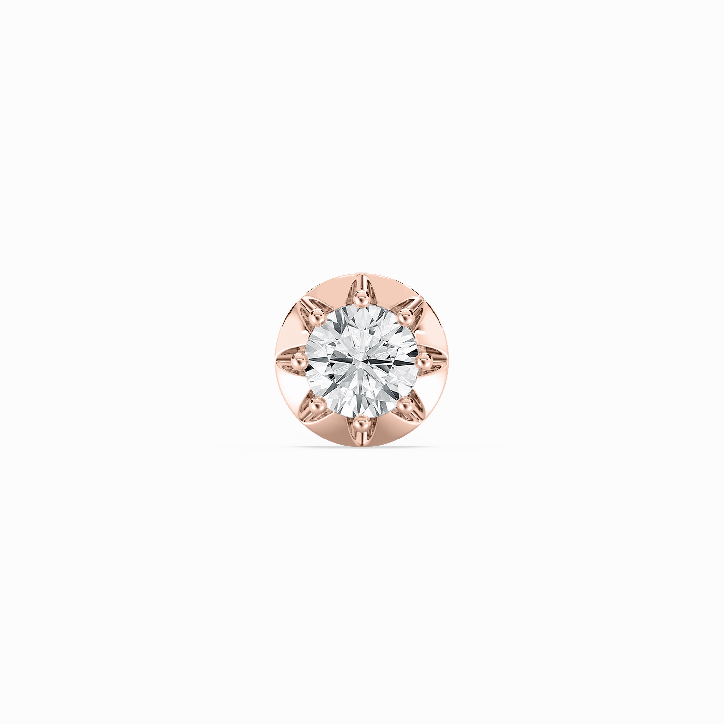 Round Lab Grown Diamond Circular Crown Single Stud Earring Unique Embellishment Minimalist Piece