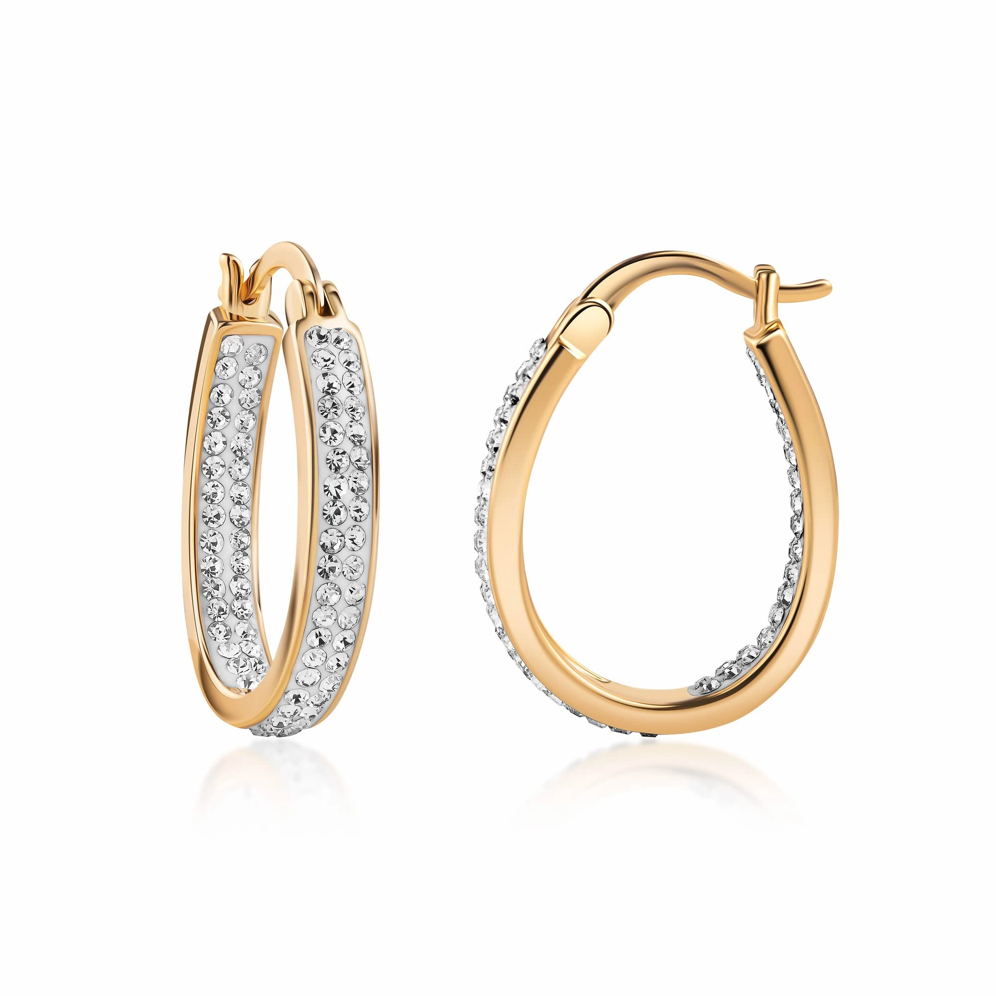 Graceful Style Contemporary Choice 18K Gold Plated Austrian Crystal Hoop Earrings