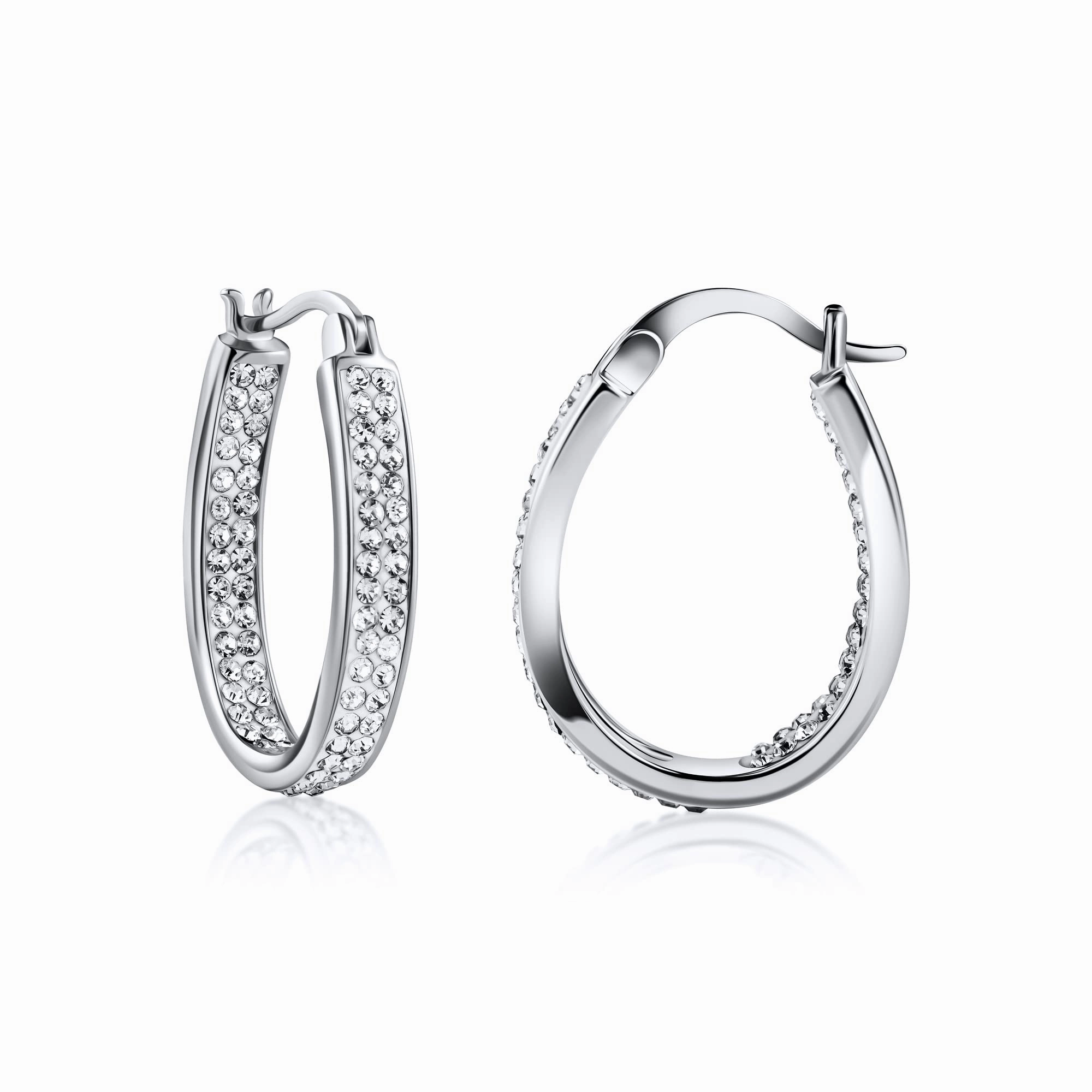 18K Gold Plated Austrian Crystal Hoop Earrings Delicate Feature