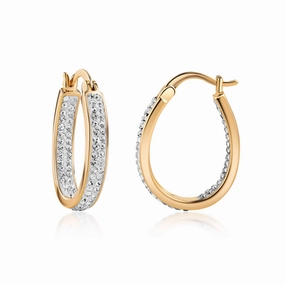 Graceful Style Contemporary Choice 18K Gold Plated Austrian Crystal Hoop Earrings