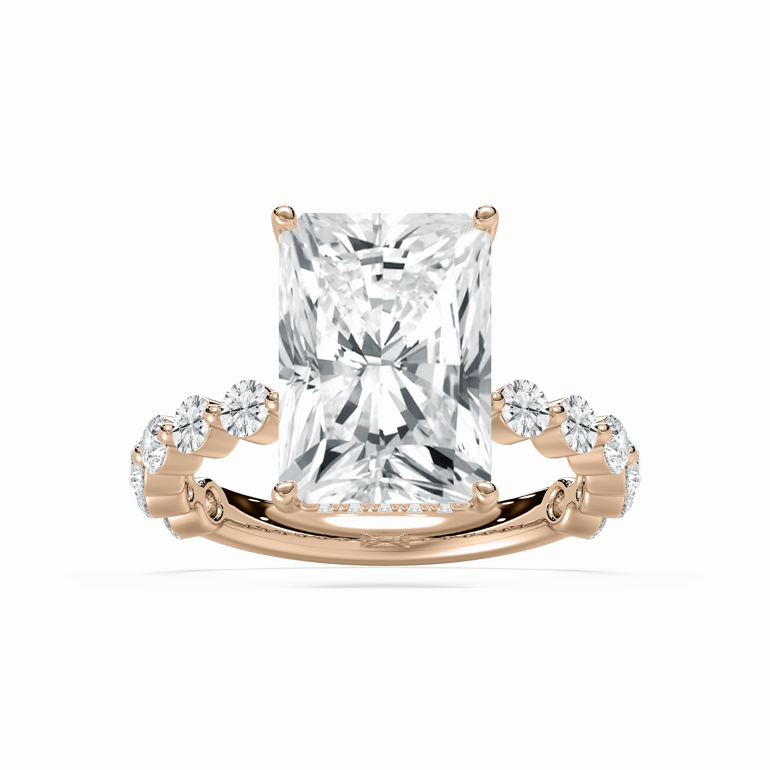 Minimalist Jewelry Lightweight Look Aubrey 7 ctw Radiant Lab Grown Diamond Single Shared Prong Hidden Halo Engagement Ring