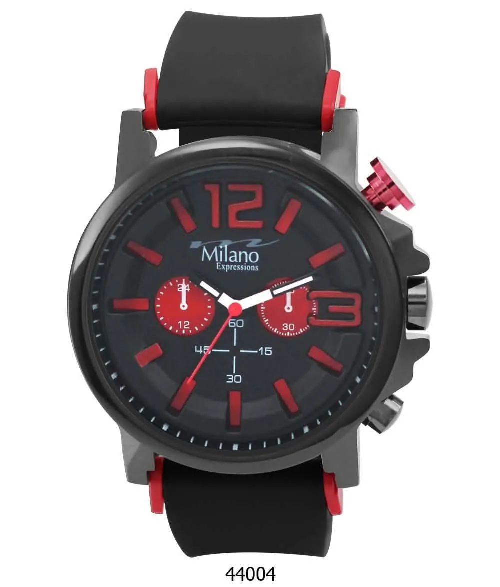 Auburn Elegance: M Milano Expressions Chic Analog Watch with Black Rubber Strap and Silver Case
