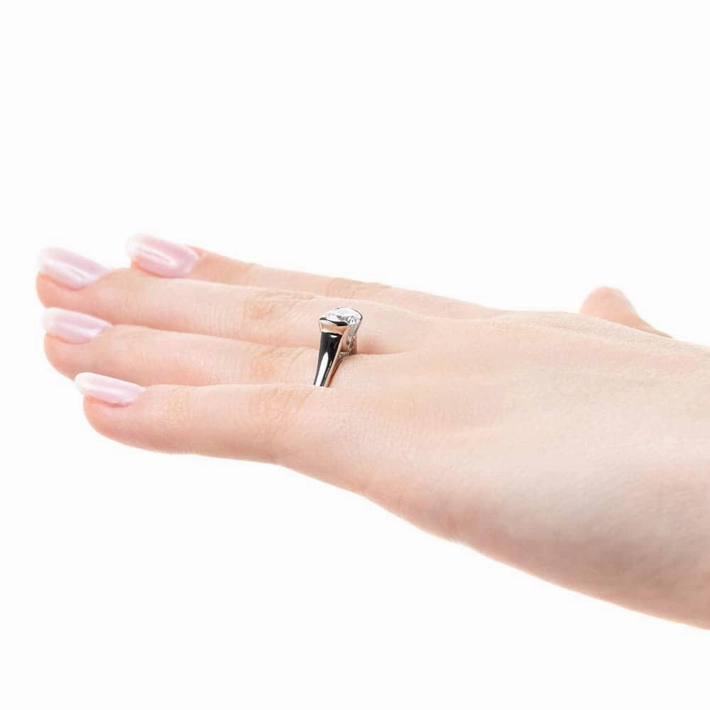 Modern Trend Modern Heirloom Audrey Round Lab Grown Diamond Half Bezel Solitaire Engagement Ring