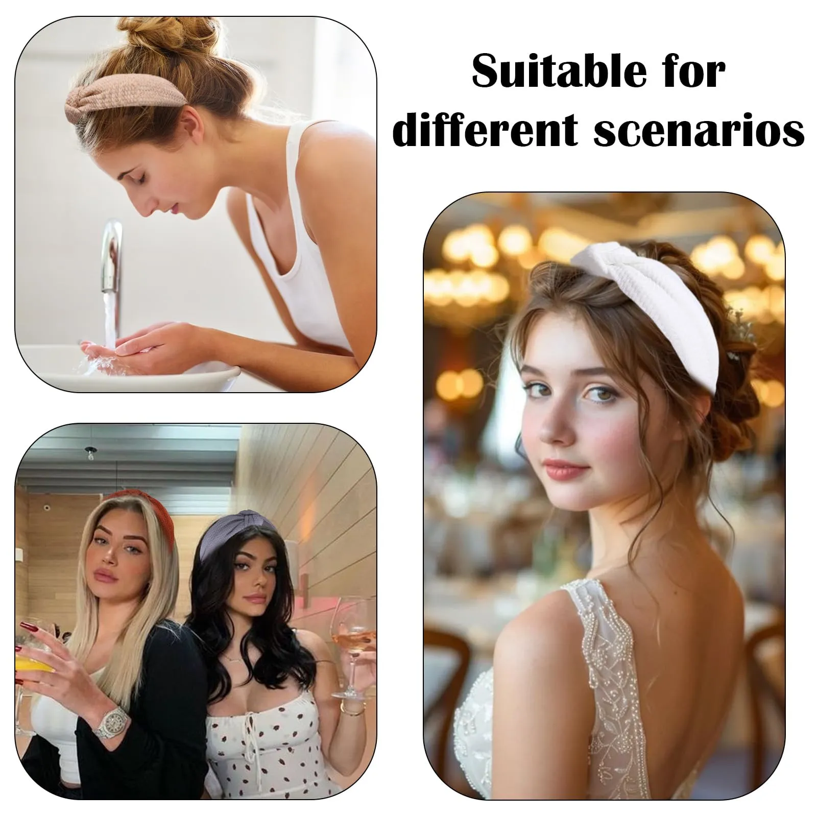 AUDTOPE 6Pcs Headbands for Women, Non Slip Top Knotted Headband for Women Cute Headbands for Women’s Hair Wide Hairbands Hair Accessories