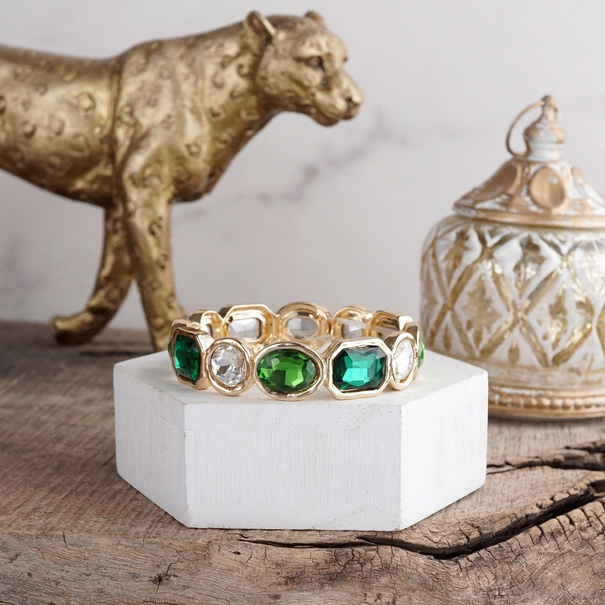 Hemispheric Fashion Continuous Mixes Radiant Array ?C Statement Stretchy Gem Bangle