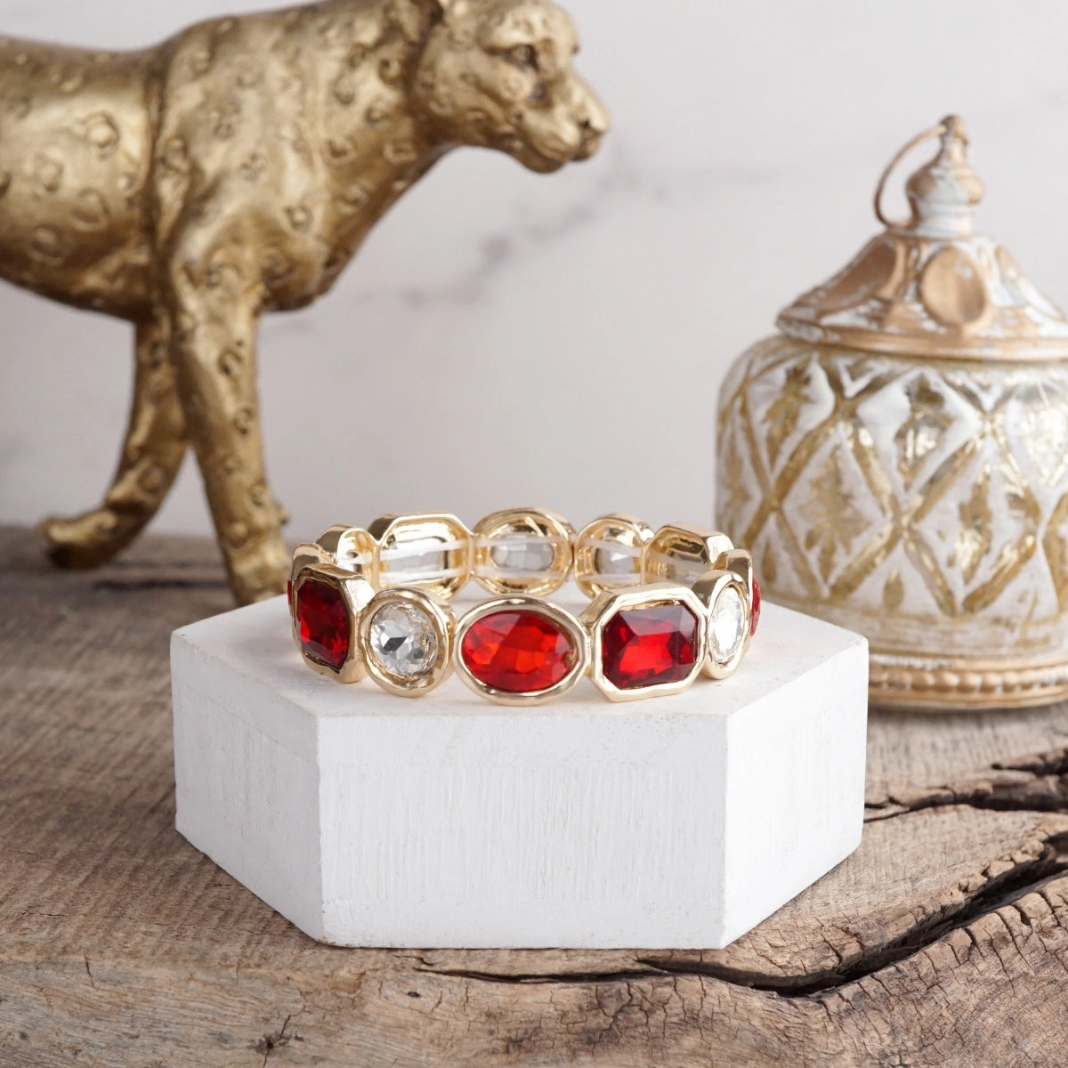 Sunny Mixes Hand-Finished Radiant Array ?C Statement Stretchy Gem Bangle