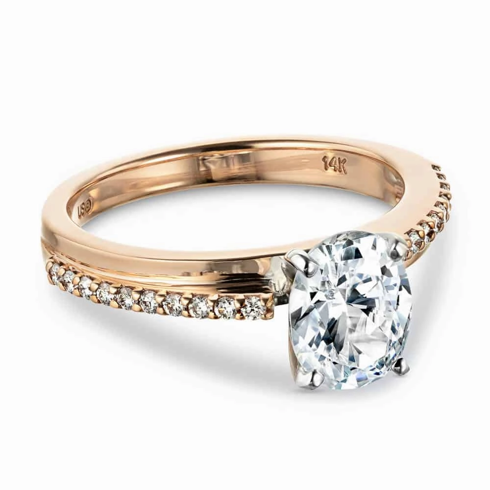 HighEnd Work Bright Finish Avery Lab Grown Diamond Interlaced Side Stone Engagement Ring