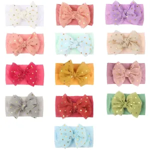 Baby Elastic Headbands Stretch Infant Hairband 13PC Dotted Headwear Headband Girls Baby Bow Kids (Multicolor, One Size)